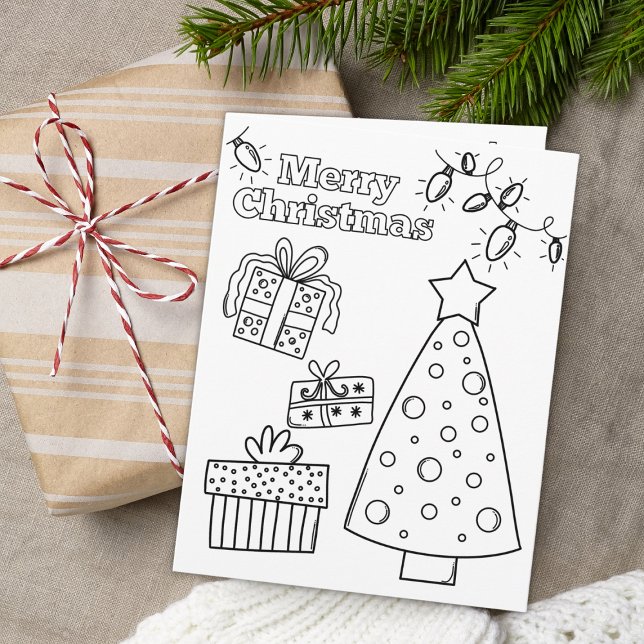 Christmas Coloring & Game Activity Card (Provide a creative holiday with this Christmas Tree & Presents Coloring Activity Card. Get it today )