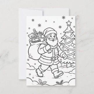 christmas coloring kids ages 3-8 thank you card
