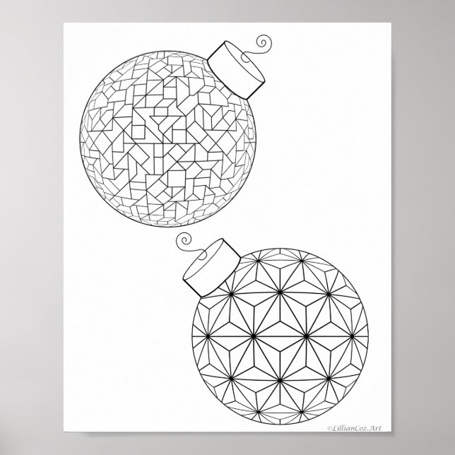Christmas Coloring Poster - Ornaments 2 (Front)