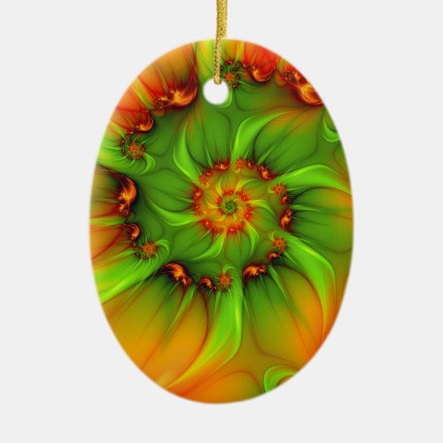 Christmas Colors Abstract Colorful Fractal Art Ceramic Ornament