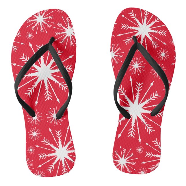Christmas Colors And Snowflakes Flip Flops (Footbed)