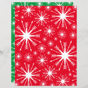 Christmas Colors And Snowflakes Scrapbook Paper