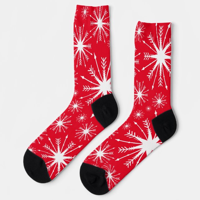 Christmas Colors And Snowflakes Socks (Left)