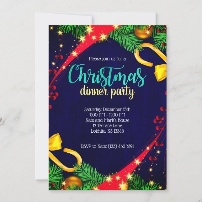 Christmas Colors Dinner Party Invite (Front)