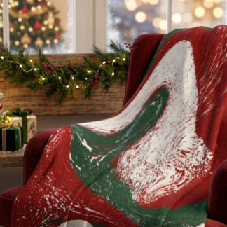 Christmas Colors Liquid Marble Festive Design Throw Blanket