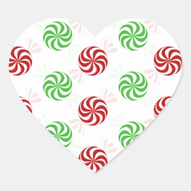 Christmas Colors Peppermint Candy Holiday Heart Sticker (Front)