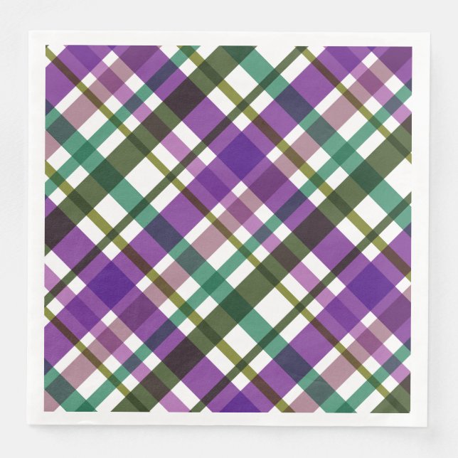 Christmas Colors Plaid  Paper Dinner Napkins (Front)