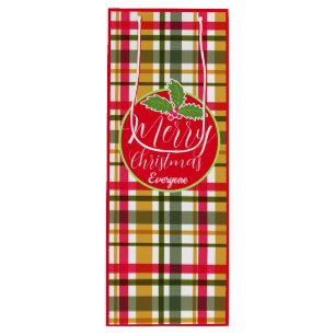 Christmas Colors Plaid Wine Gift Bag