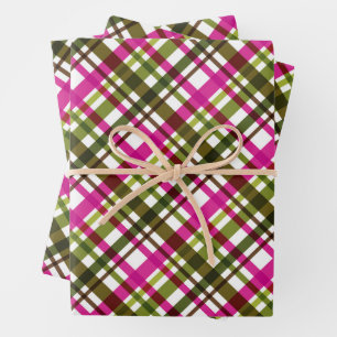 Christmas Colors Plaid Wrapping Paper Sheets