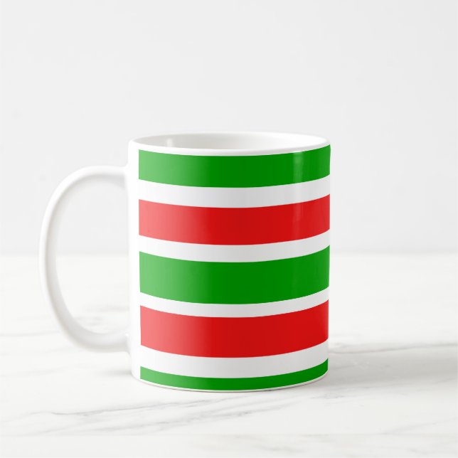 Christmas Colors Stripes Coffee Mug (Left)