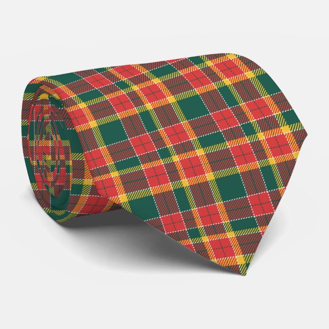Christmas colors tartan pattern neck tie (Rolled)