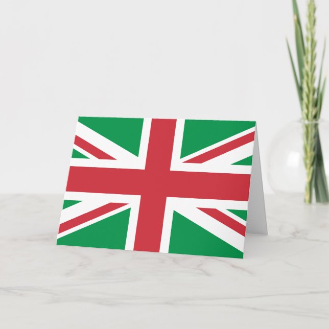 Christmas Colors Union Jack Holiday Card (Front)