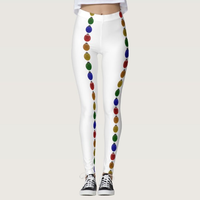 Christmas Colourful Ornaments Leggings (Front)