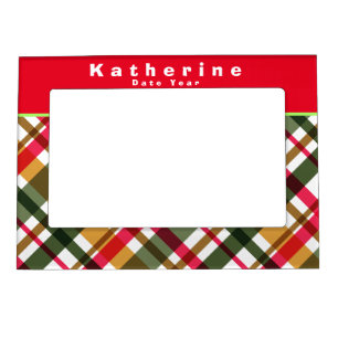 Christmas Colours Plaid Magnetic Frame