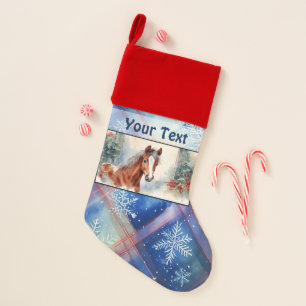 Christmas Colt on Plaid Background Stocking