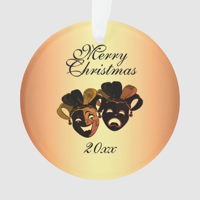 Christmas Comedy and Tragedy Theater Masks Ornament (Front)