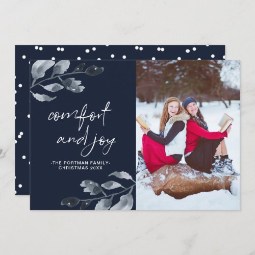 Christmas Comfort and Joy Botanical Photo Holiday Card