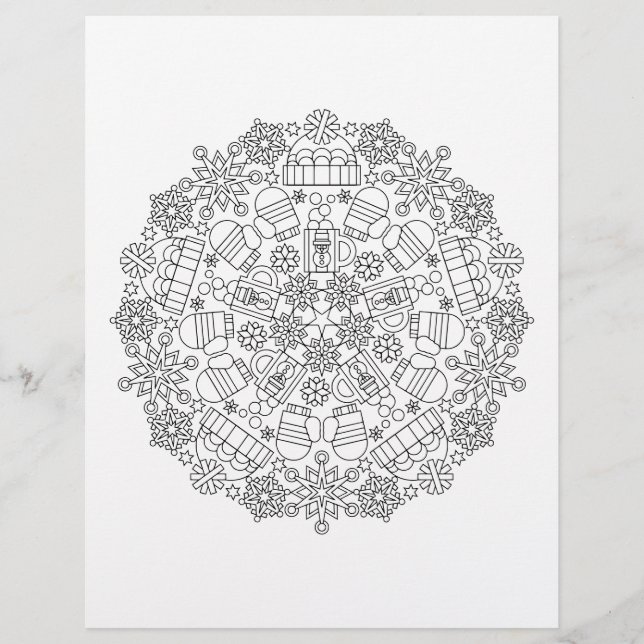 Christmas Comforts Christmas Mandala Coloring Page (Front)