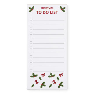 Christmas Common Holly Plants And Red Bows  Magnetic Notepad