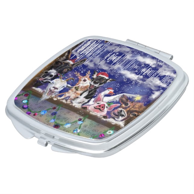 Christmas Compact Mirror Funny Animal Party (Turned)