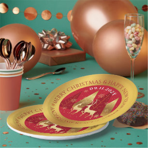 Christmas composition gold border paper plates