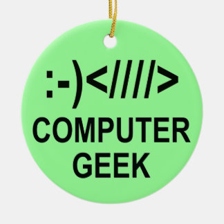 Christmas Computer Geek Ceramic Ornament