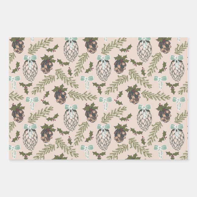 Christmas Cone Wrapping Paper Sheets (Front)