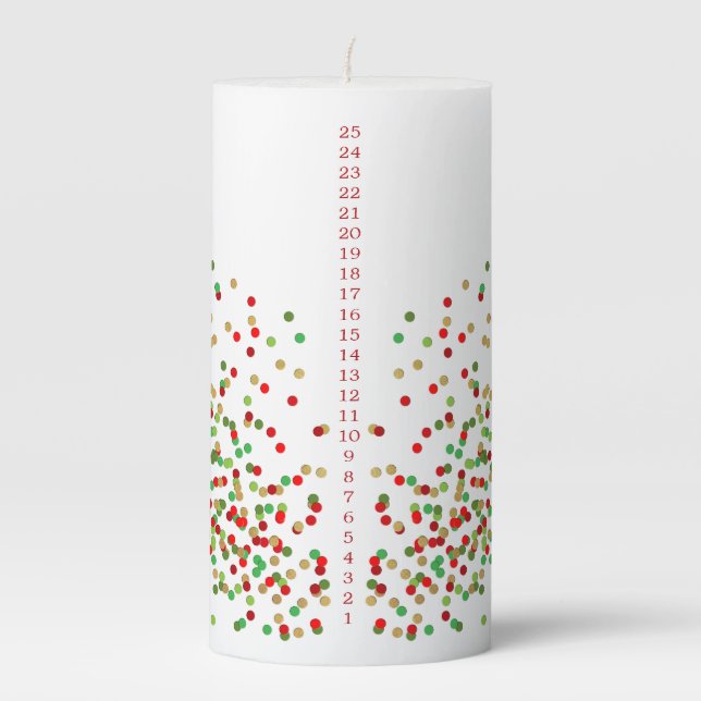 Christmas Confetti Countdown Pillar Candle (Front)