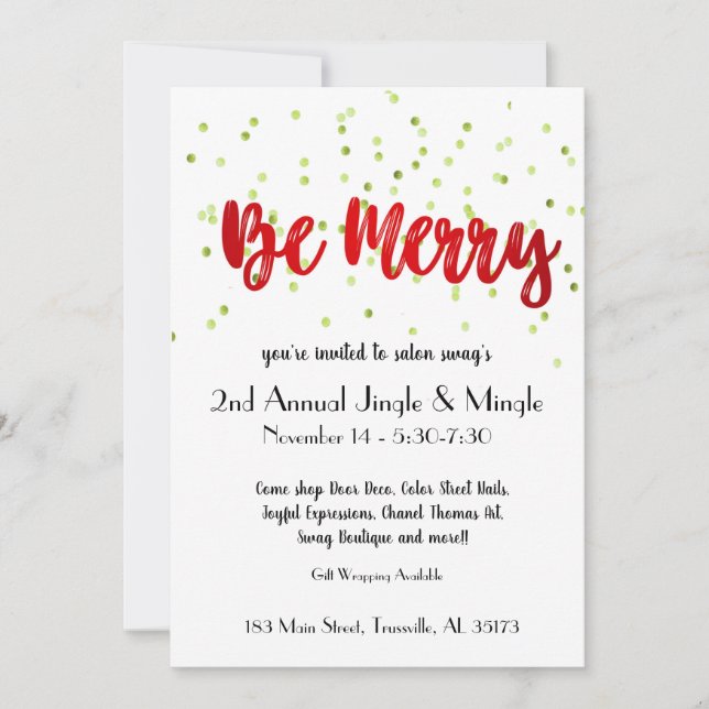 Christmas Confetti Jingle and Mingle Invitation (Front)