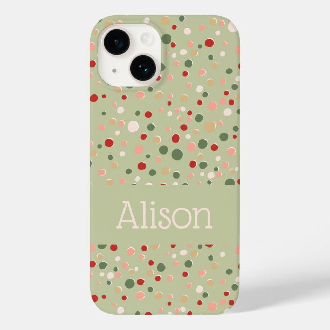 Christmas Confetti Polka Dot Cute iPhone Case (Back)