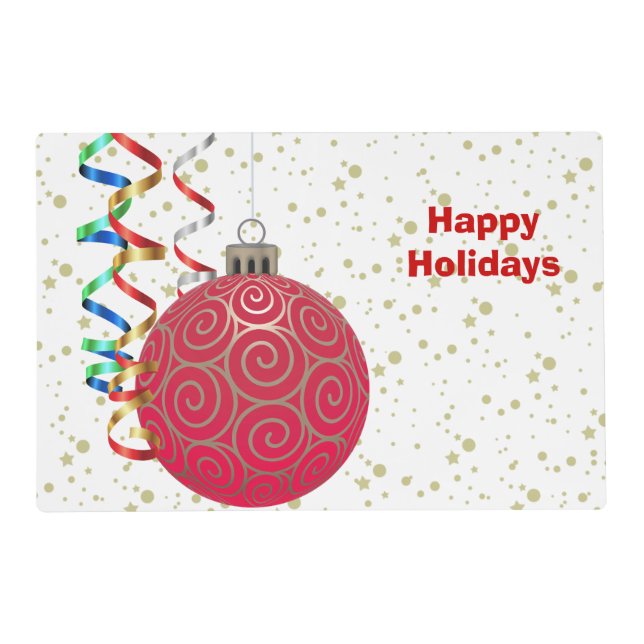 Christmas Confetti Red Bulb Placemat (Front)