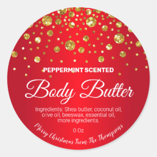 Christmas Confetti Red Gold Product Labels