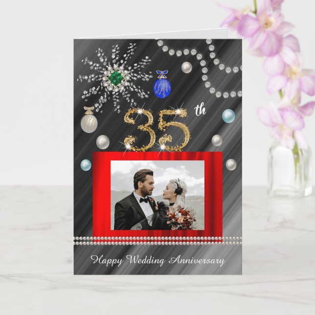 Christmas Congrats Gold 35th Wedding Anniversary   Card (Orchid)