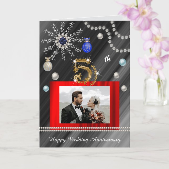 Christmas Congrats Gold 5th Wedding Anniversary   Card (Orchid)