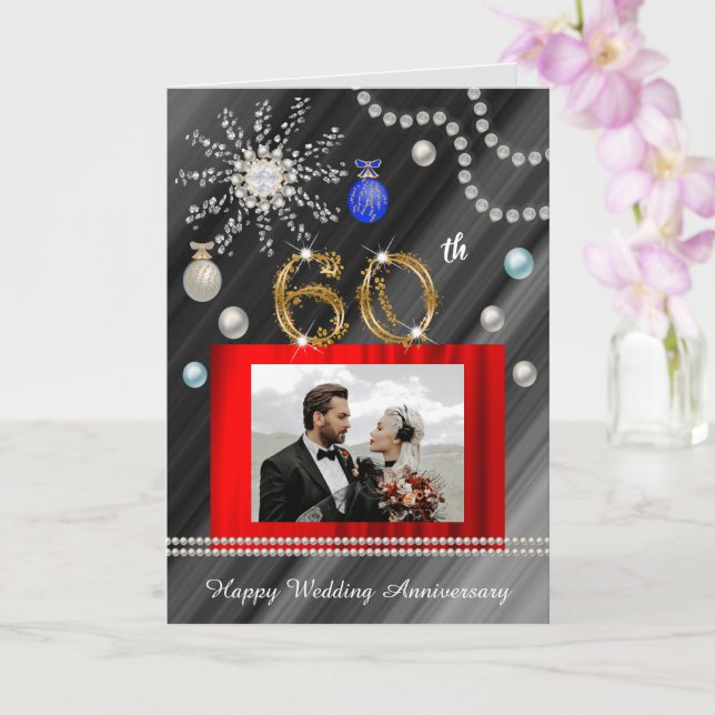Christmas Congrats Gold 60th Wedding Anniversary   Card (Orchid)