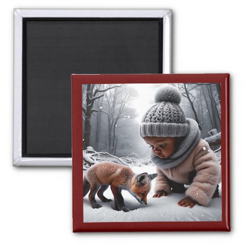 Christmas Connection Boy and Baby Fox Magnet Magnet