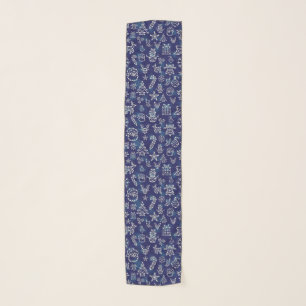 Christmas Constellation Theme Pattern Blue White Scarf