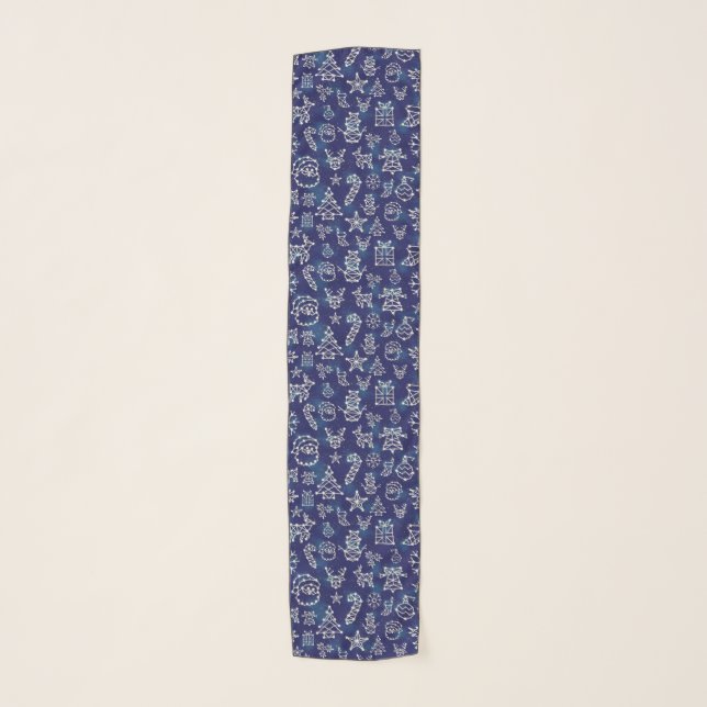 Christmas Constellation Theme Pattern Blue White Scarf (Front)
