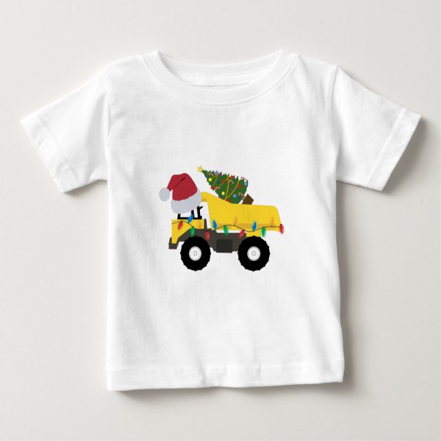 Christmas Construction Trucks Baby T-Shirt (Front)
