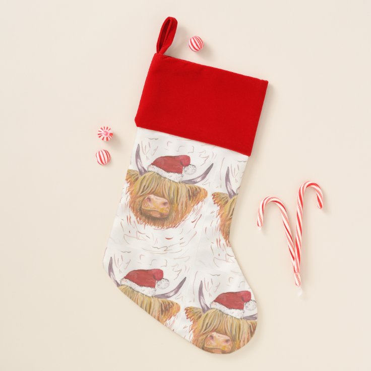 christmas coo highland cow stocking | Zazzle