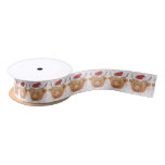 christmas coo Highland Cow with Christmas Hat Satin Ribbon