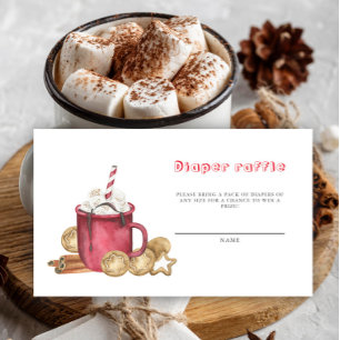 Christmas cookie and cocoa Diaper raffle ticket Enclosure Card