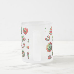 Christmas cookie baker pattern frosted glass coffee mug