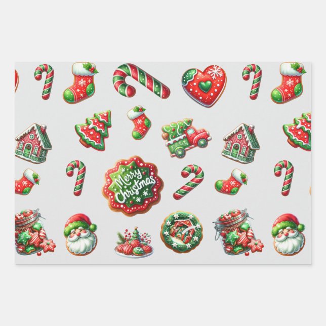 Christmas cookie baker pattern wrapping paper sheets (Front)