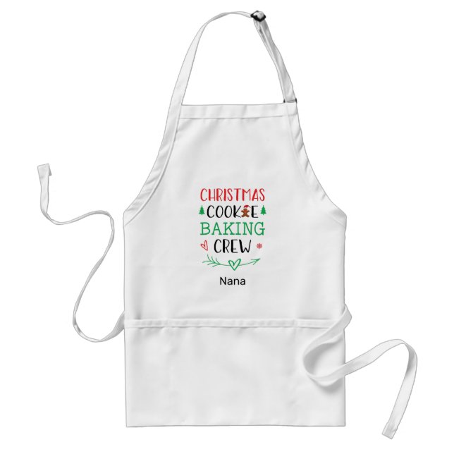 Christmas Cookie Baking Crew Family Adult's Name Adult Apron (Front)