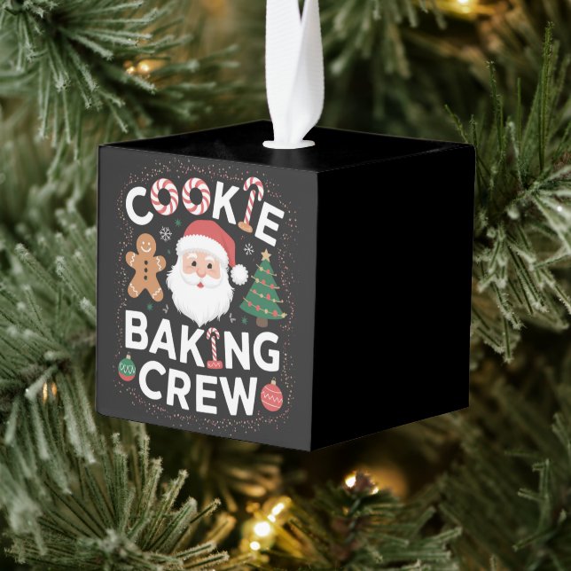 Christmas Cookie Baking Crew Family Christmas  Cube Ornament (Tree)