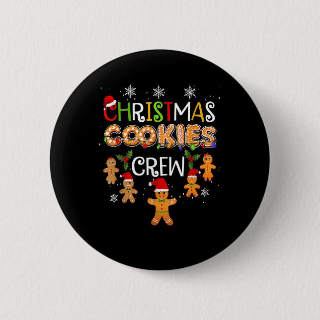 Christmas Cookie Baking Crew Funny Pajamas Family  Button (Front)