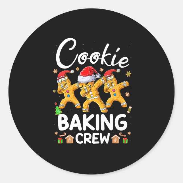 Christmas Cookie Baking Crew Funny Pajamas Family Classic Round Sticker (Front)