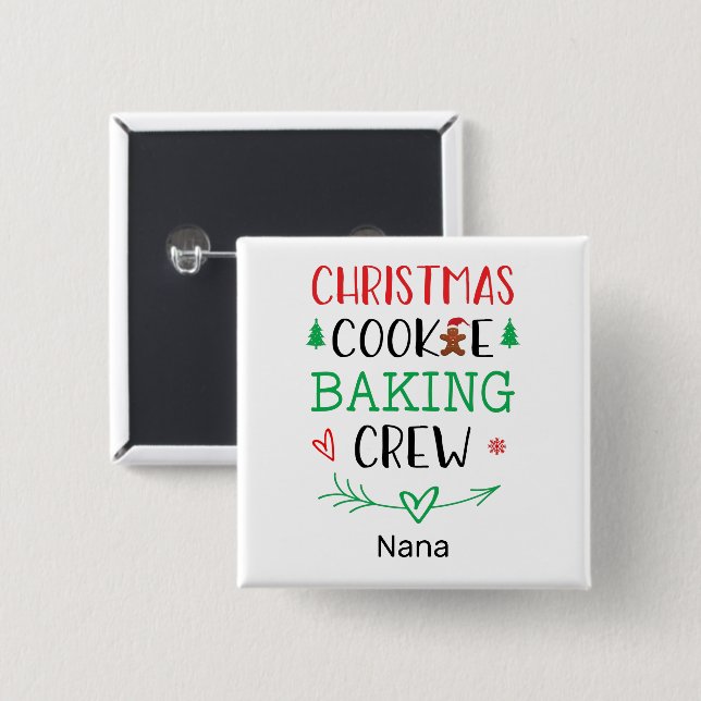 Christmas Cookie Baking Crew Matching Family Name Button (Front & Back)