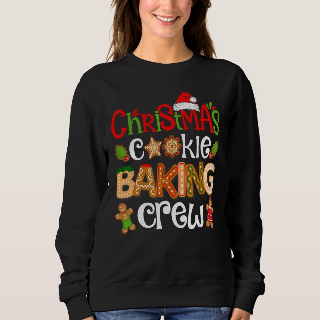 Christmas Cookie Baking Crew  Pajamas Family Xmas Sweatshirt (Front)